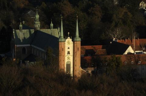 Gdańsk - Oliwa, widok opactwa z lotu ptaka.