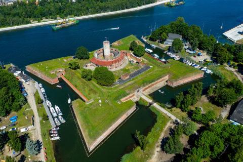 Twierdza Wisłoujście, widok z lotu ptaka,