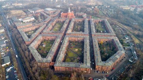 Katowice - osiedle robotnicze Nikiszowiec z lotu ptaka