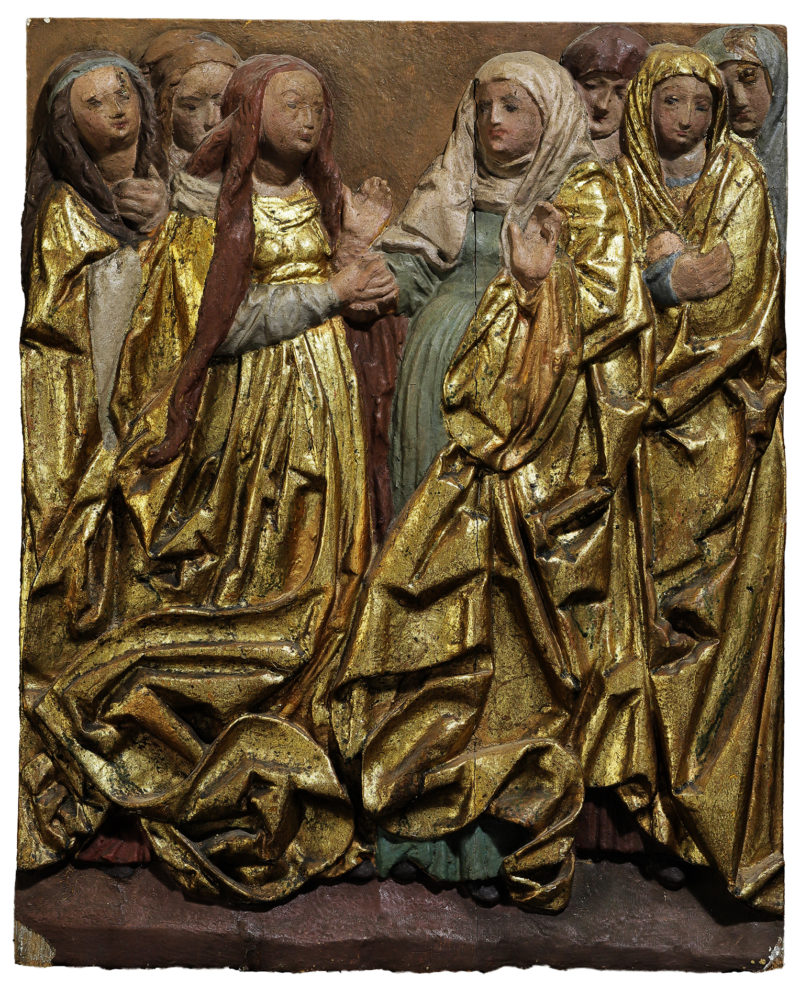 Nawiedzenie Świętej Elżbiety "Nawiedzenie Świętej Elżbiety", kościół św. Idziego w Tarczku, polichromowane drewno lipowe.