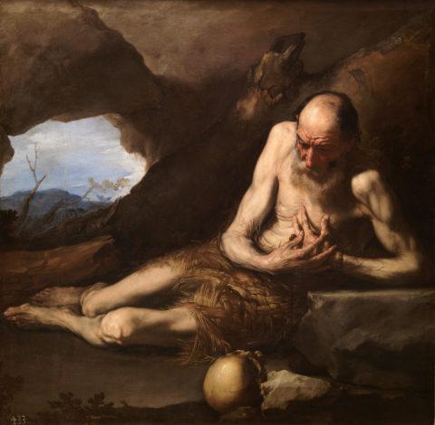 Jusepe de Ribera (1591-1652, "Święty Paweł Pustelnik", 1640r., 143 × 143 cm., Museo del Prado