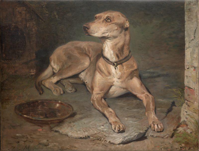 Hans von Marées (1837–1887), "Dog", 1867, płótno, technika olejna, Muzeum Narodowe w Gdańsku.