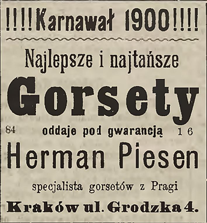„Głos Narodu” 1900 r., nr 5, reklama gorsetów