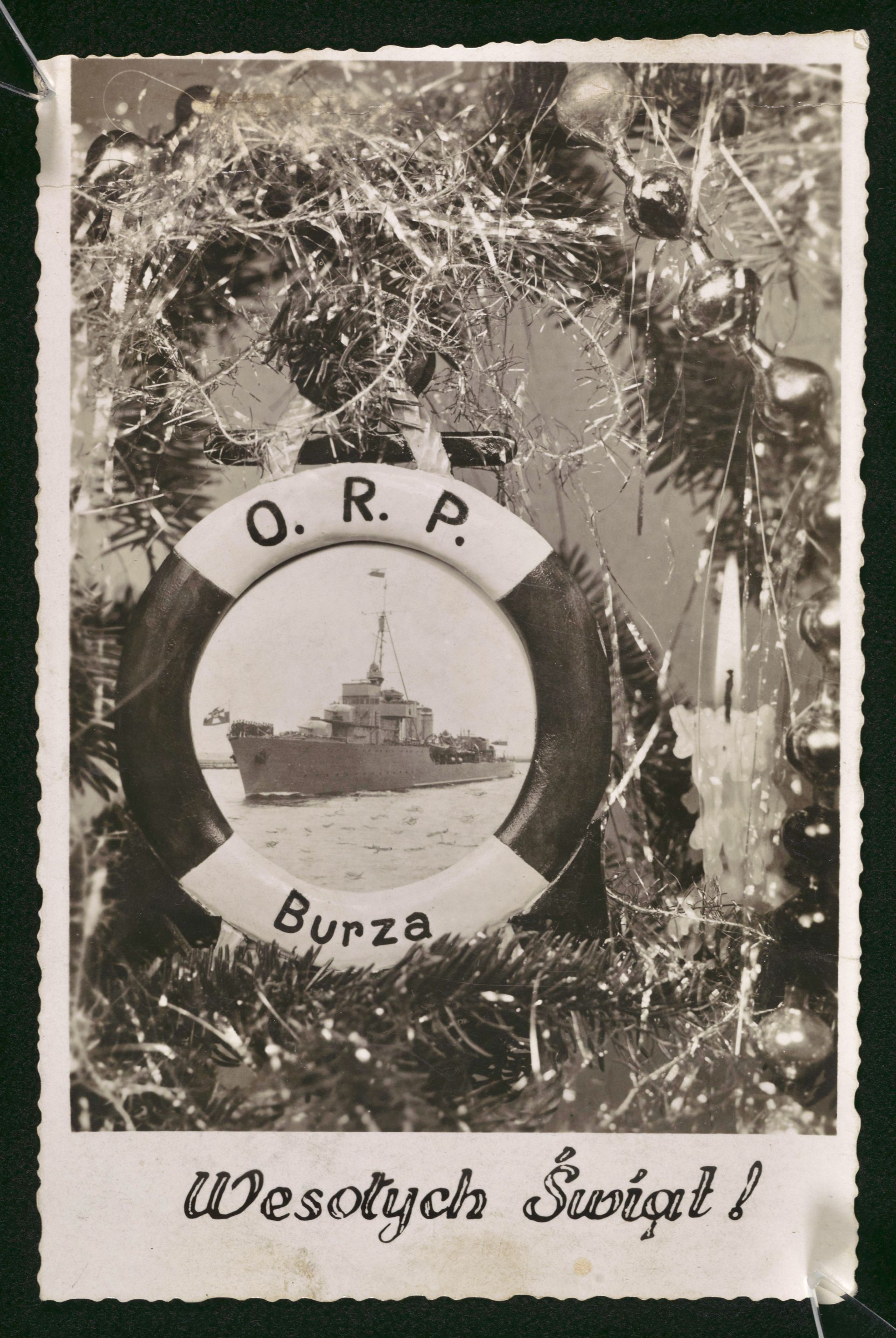 Wesołych Świąt! : O. R. P. Burza, 1945 r. Kartki świąteczne, czyli słowa w prezencie