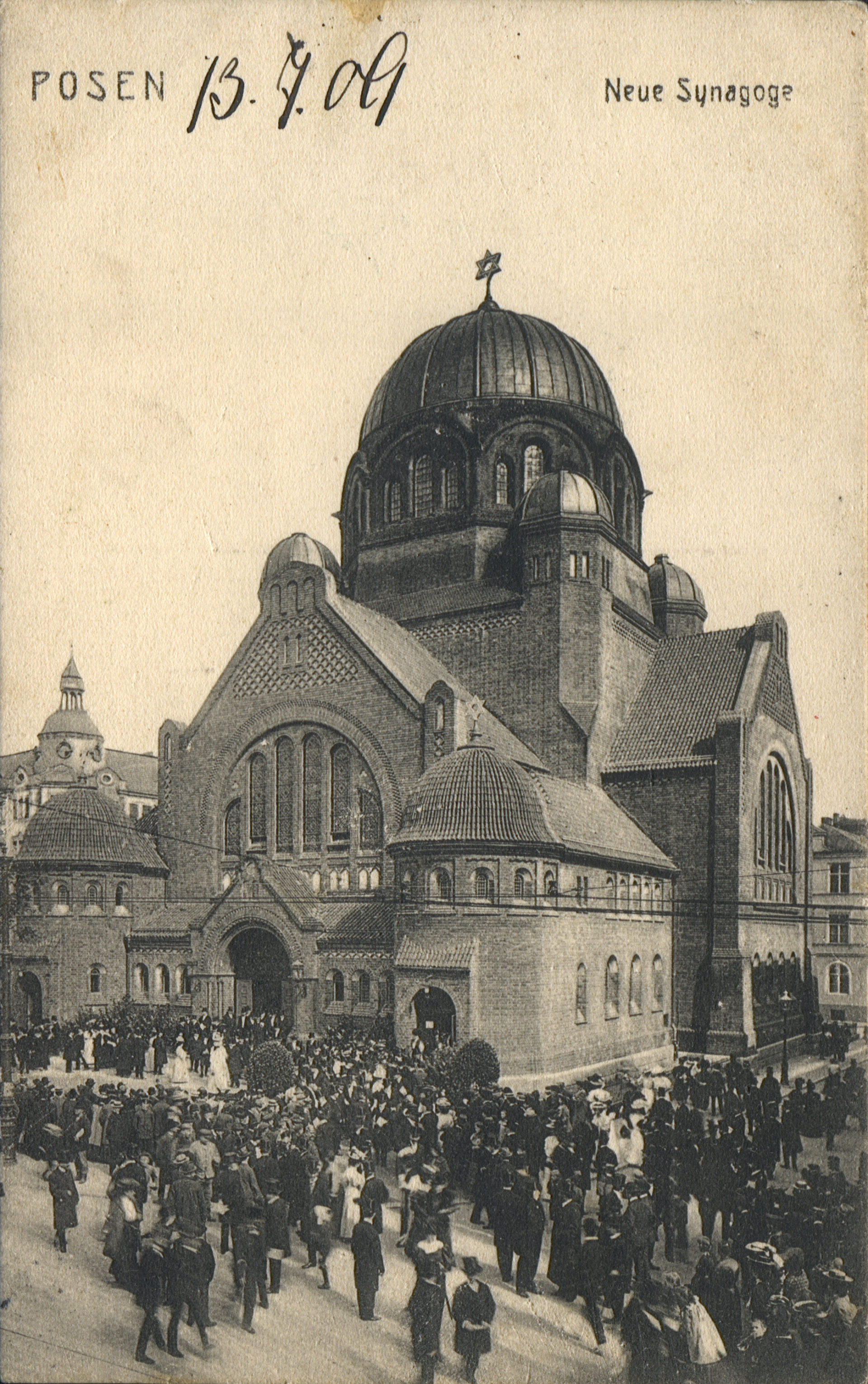 Uroczyste otwarcieNowej Synagogi,pocztówka,1907 r. Samotna synagoga