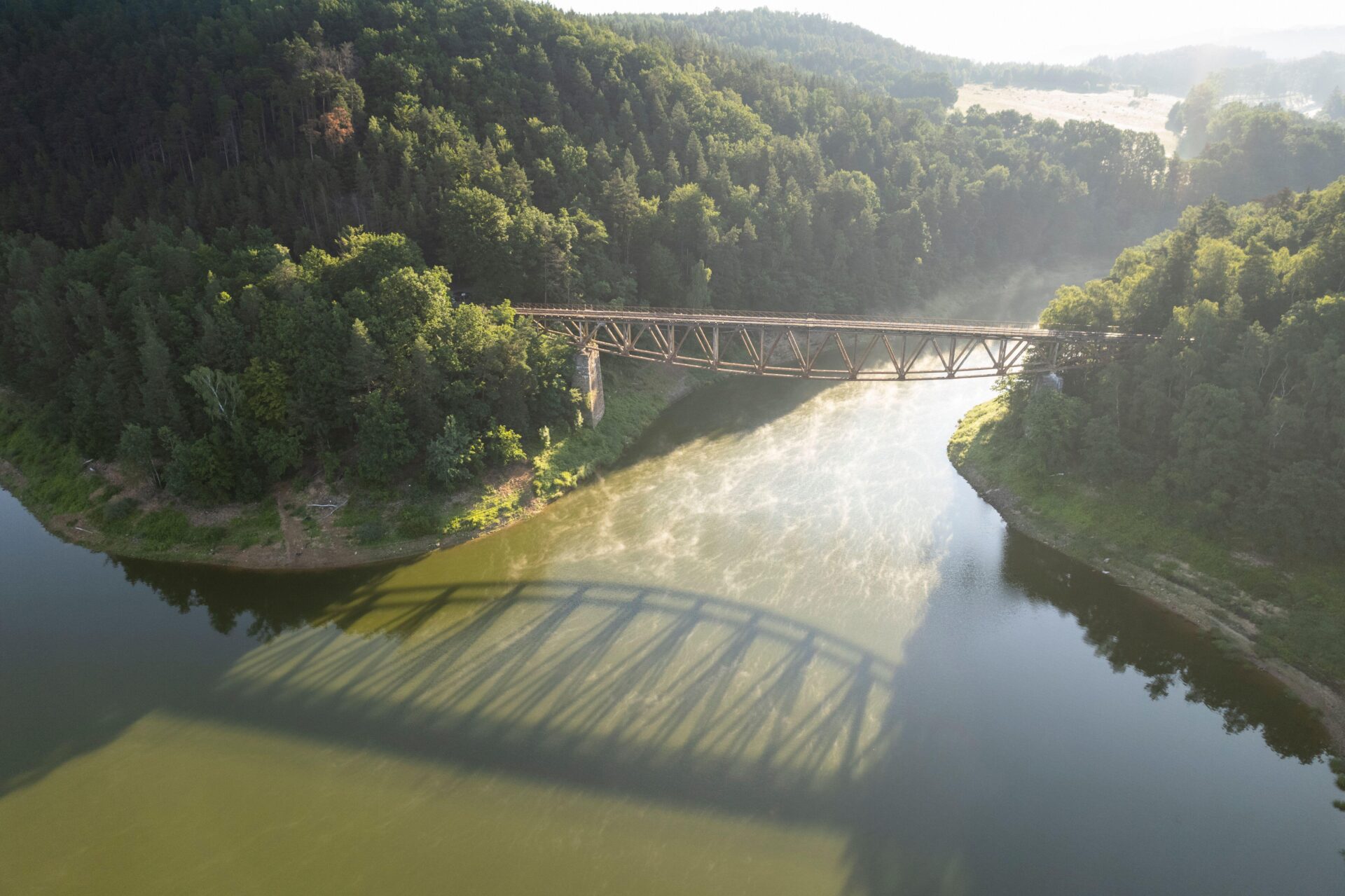 Europe, Poland, Lower Silesia, Pilchowice lake Pociąg do Hollywood