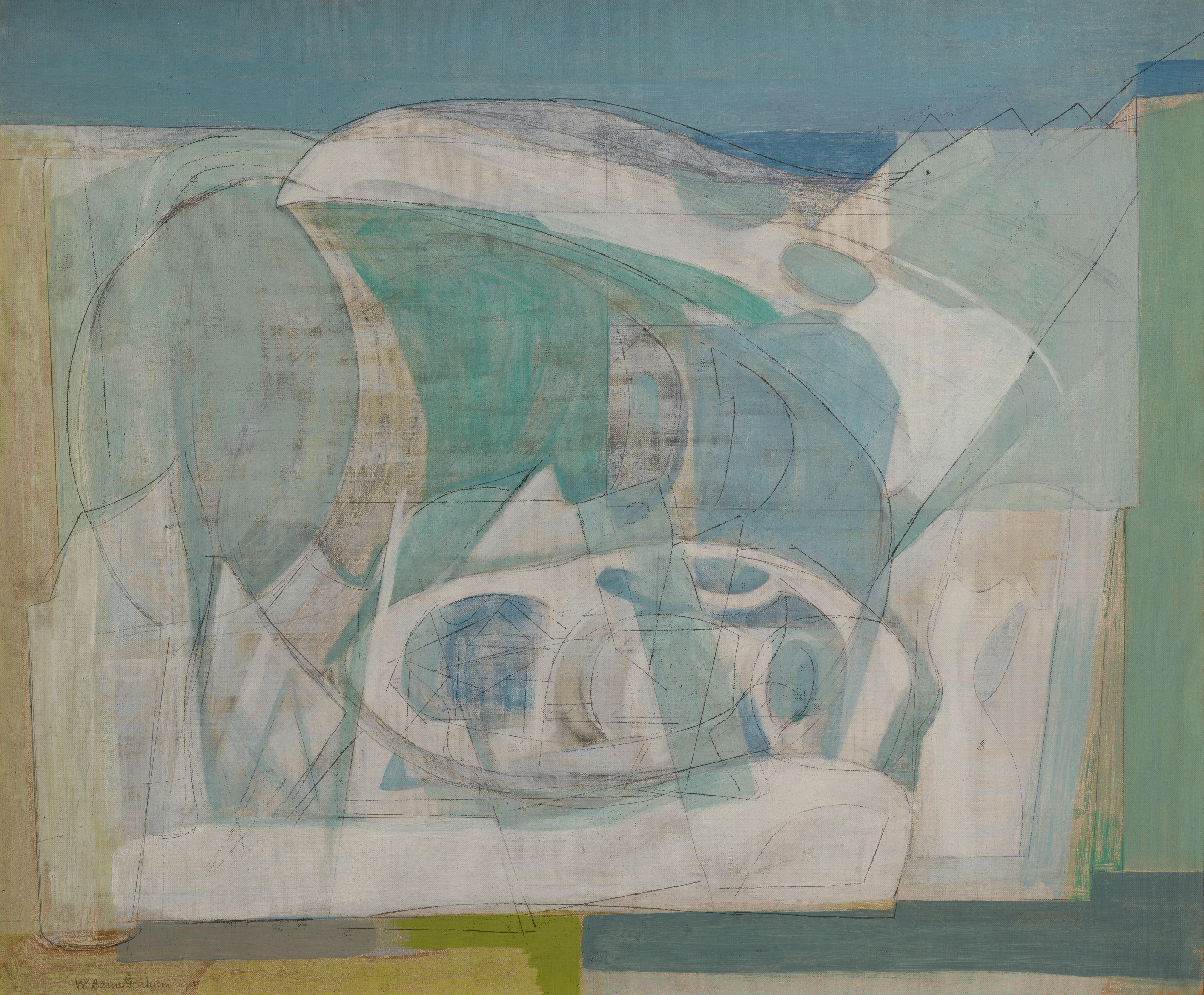 WILHELMINA BARNS-GRAHAM (1912–2004) Górny lodowiec, 1950, olej, płótno, 62,9 × 39,4 cm © Wilhelmina Barns-Graham Trust, Photo © British Council Collection Wilhelmina Barns-Graham, „Górny lodowiec”, olej, płótno, 62,9x39,4 cm, 1950 r.