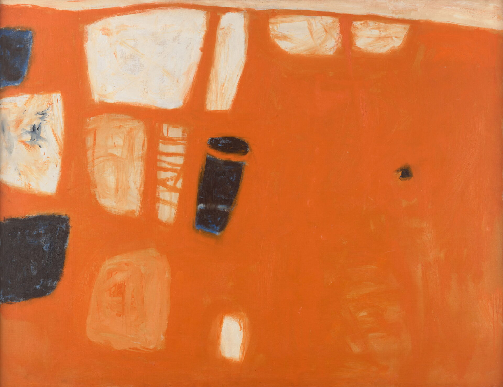 WILLIAM SCOTT (1913–1989) Oranż i błękit, 1957, olej, płótno, 86,5 × 112 cm © Estate of William Scott, Photo © British Council Collection William Scott, „Oranż i błękit”, olej, płótno, 86,5x112 cm, 1957 r.