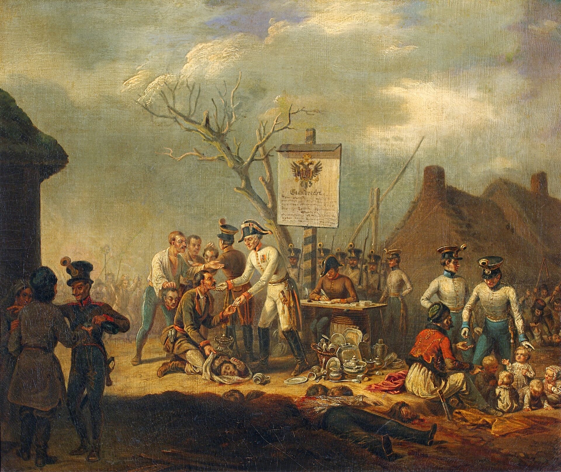 Zbiory Muzeum Wojska Polskiego Jan Lewicki, "Rzeż galicyjska 1846 r.", olej, płótno lniane, 46,5 x 55,5 cm