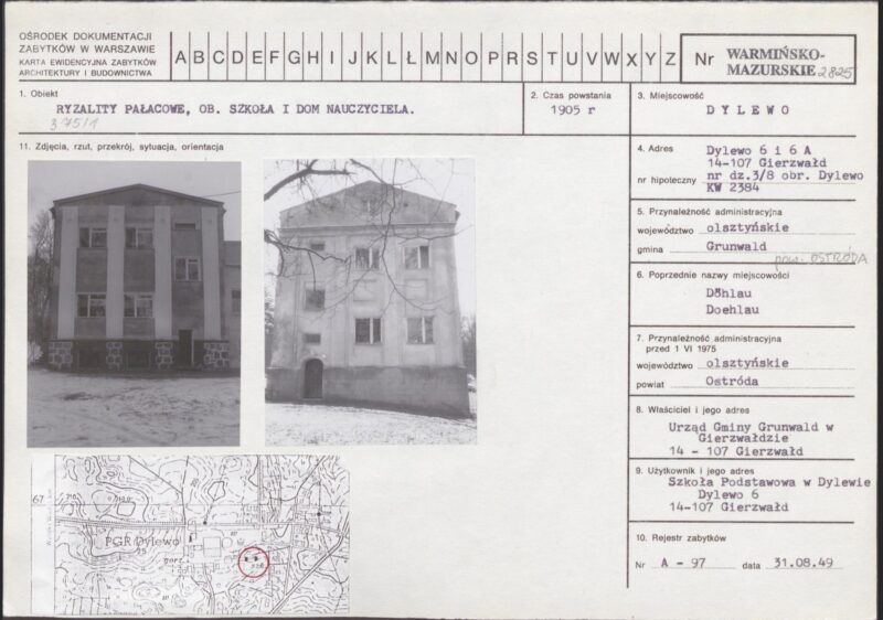 karta biala dylewo Dylewo - Karta Biała z archiwum dawnego Ośrodka Dokumentacji Zabytków w Warszawie, lata 90 (całość na portalu Zabytek.pl)