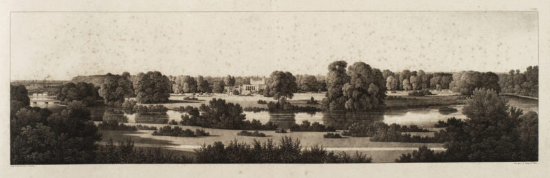 Grafiki dołączone do &bdquo;Andeutungen &uuml;ber Landschaftsg&auml;rtnerei, verbunden mit der Beschreibung ihrer praktischen Anwendung in Muskau&rdquo; autorstwa Hermanna von P&uuml;ckler-Muskau (wydanie Stuttgart 1834)