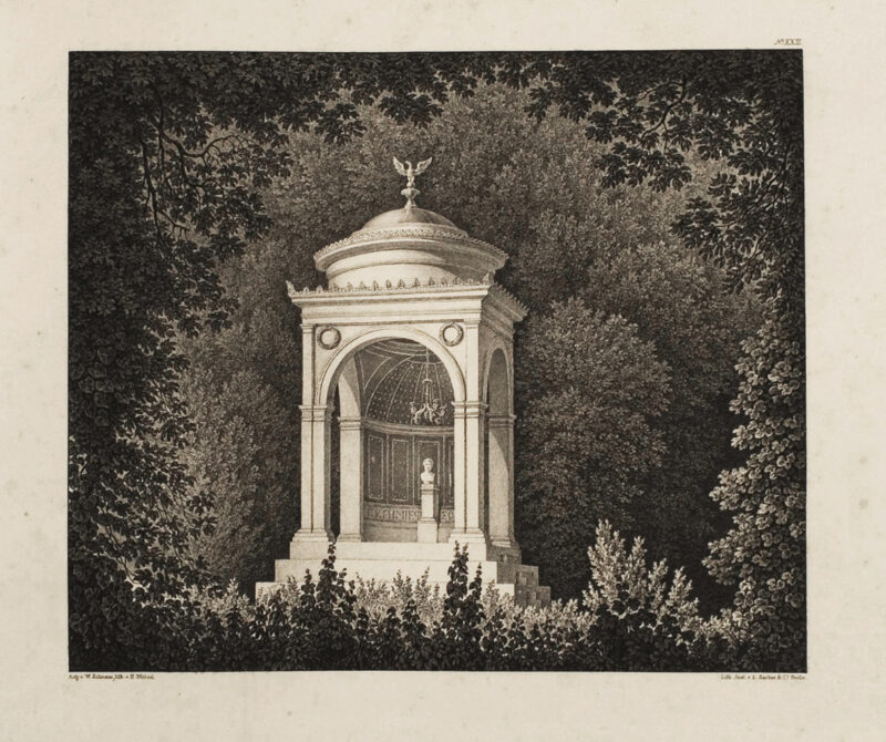 Grafiki dołączone do &bdquo;Andeutungen &uuml;ber Landschaftsg&auml;rtnerei, verbunden mit der Beschreibung ihrer praktischen Anwendung in Muskau&rdquo; autorstwa Hermanna von P&uuml;ckler-Muskau (wydanie Stuttgart 1834)