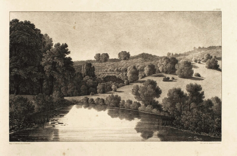 Grafiki dołączone do &bdquo;Andeutungen &uuml;ber Landschaftsg&auml;rtnerei, verbunden mit der Beschreibung ihrer praktischen Anwendung in Muskau&rdquo; autorstwa Hermanna von P&uuml;ckler-Muskau (wydanie Stuttgart 1834)