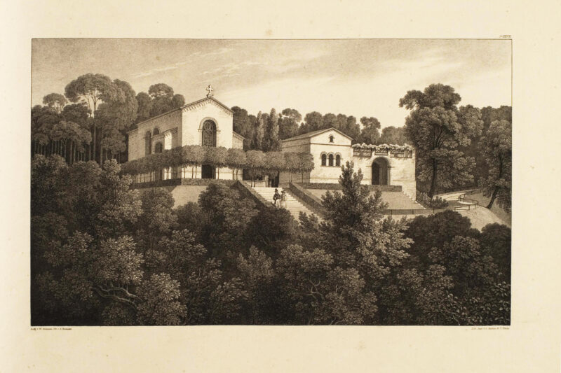 Grafiki dołączone do &bdquo;Andeutungen &uuml;ber Landschaftsg&auml;rtnerei, verbunden mit der Beschreibung ihrer praktischen Anwendung in Muskau&rdquo; autorstwa Hermanna von P&uuml;ckler-Muskau (wydanie Stuttgart 1834)