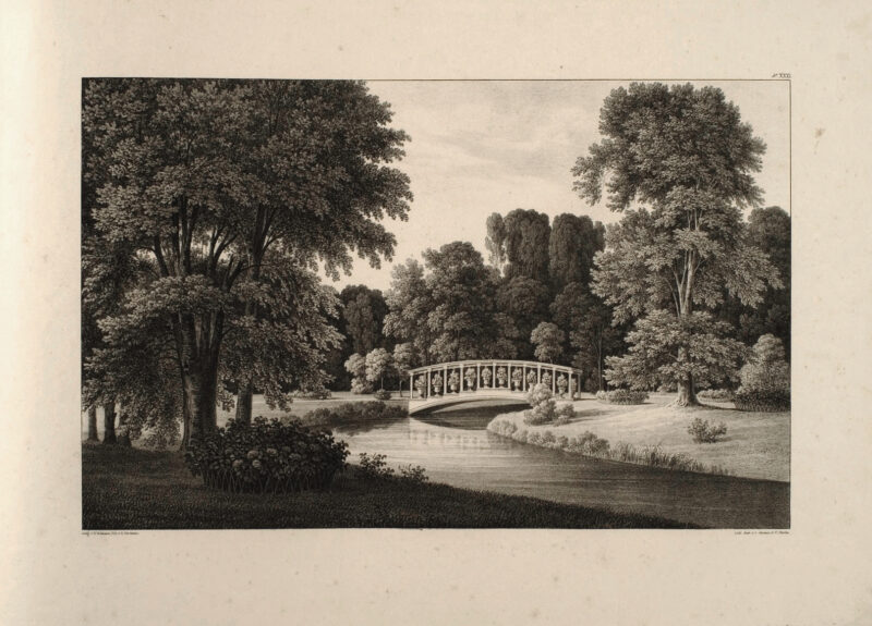 Grafiki dołączone do &bdquo;Andeutungen &uuml;ber Landschaftsg&auml;rtnerei, verbunden mit der Beschreibung ihrer praktischen Anwendung in Muskau&rdquo; autorstwa Hermanna von P&uuml;ckler-Muskau (wydanie Stuttgart 1834)
