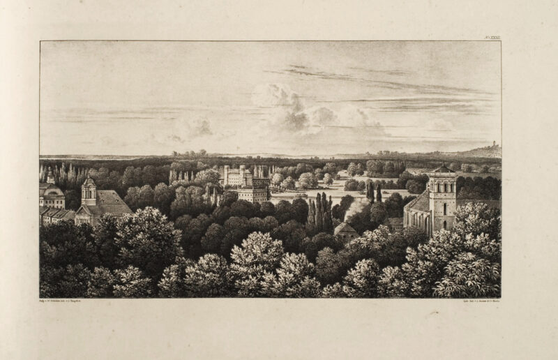 Grafiki dołączone do &bdquo;Andeutungen &uuml;ber Landschaftsg&auml;rtnerei, verbunden mit der Beschreibung ihrer praktischen Anwendung in Muskau&rdquo; autorstwa Hermanna von P&uuml;ckler-Muskau (wydanie Stuttgart 1834)