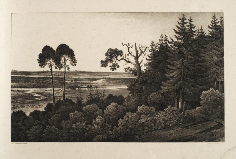 Grafiki dołączone do &bdquo;Andeutungen &uuml;ber Landschaftsg&auml;rtnerei, verbunden mit der Beschreibung ihrer praktischen Anwendung in Muskau&rdquo; autorstwa Hermanna von P&uuml;ckler-Muskau (wydanie Stuttgart 1834)