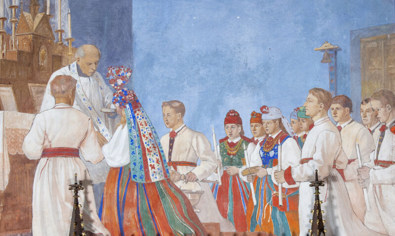 01__OBR Polichromia autorstwa Leonarda Strojnowskiego, przedstawiająca sakrament małżeństwa (kościół w Złakowie).