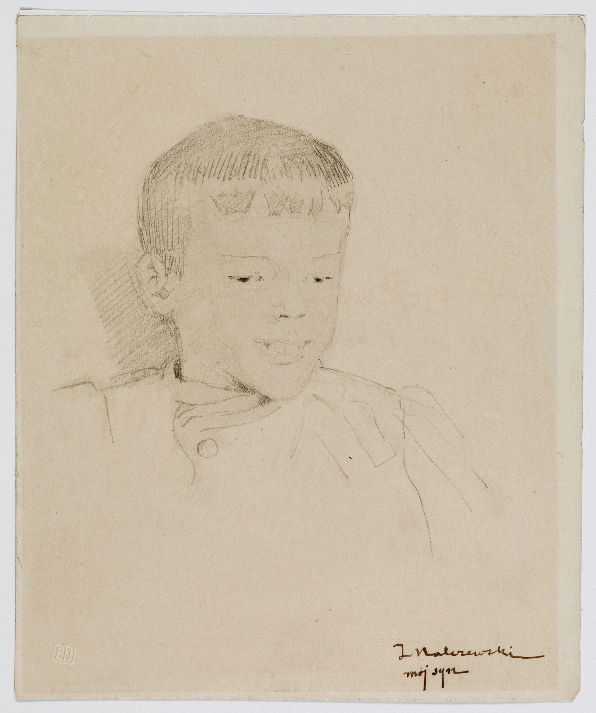 Jacek Malczewski, „Mój syn” (portret Rafała Malczewskiego), ok. 1900 r, ołówek ; 21,5x17,8 cm