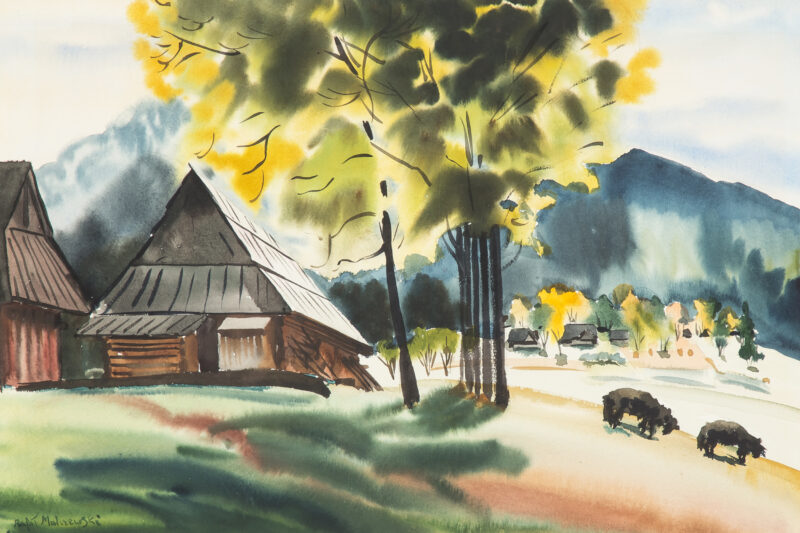 Rafał Malczewski, "Pejzaż podhalański", akwarela, papier, 33 x 50 cm