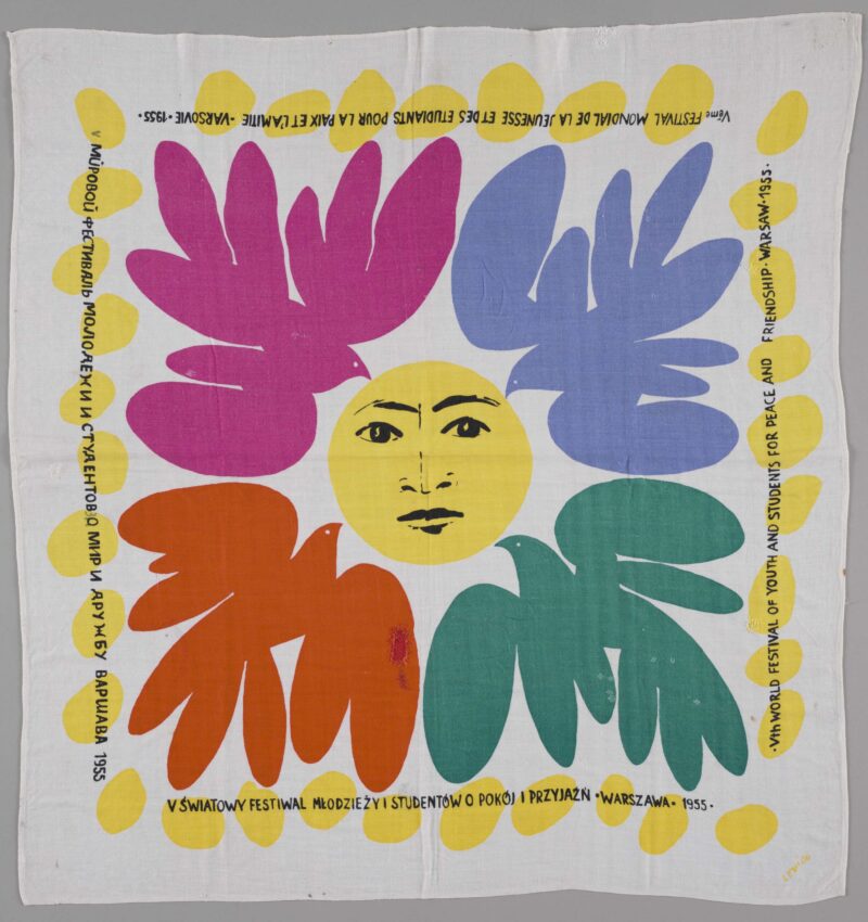 Pamiątkowa chusta festiwalowa, proj. Jana Lenicy, 1955 r.