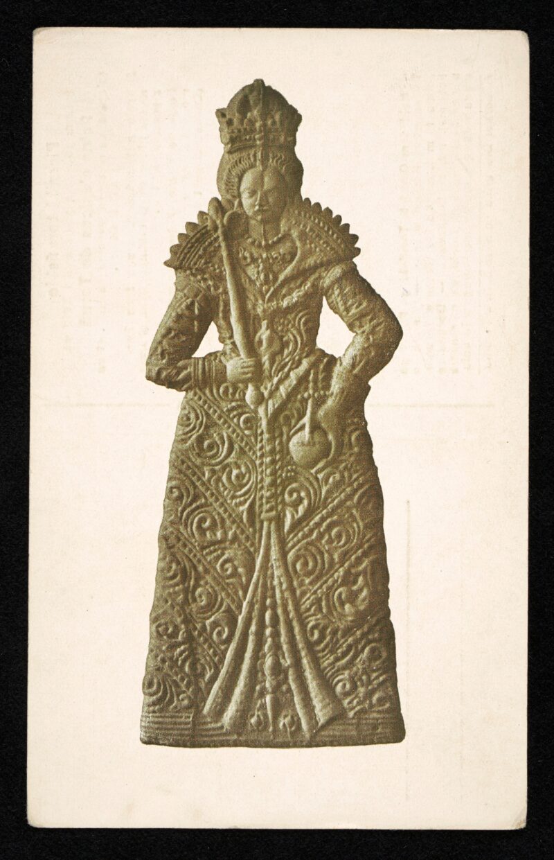 - Pierniki toruńskie (z form pochodzących z XVII i XVIII w.). 5, Królowa Konstancja, druga żona Zygmunta III, w stroju koronacyjnym (forma z początku XVII w.) = Pains d'épices de Toruń (d'après les Królowa Konstancja, druga żona Zygmunta III, w stroju koronacyjnym. Piernik toruński (z formy pochodzącej z XVIII w.) - pocztówka z przełomu lat 20. i 30. XX w.