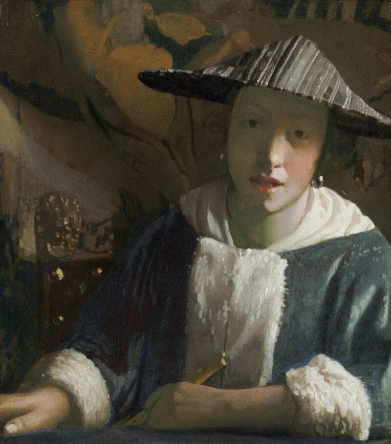 Jan_Vermeer_van_Delft_020 Jan Vermeer, „Dziewczyna z fletem”, ok. 1664–1667 r. Olej na desce, 20 × 17,8 cm, The National Gallery of Art w Waszyngtonie