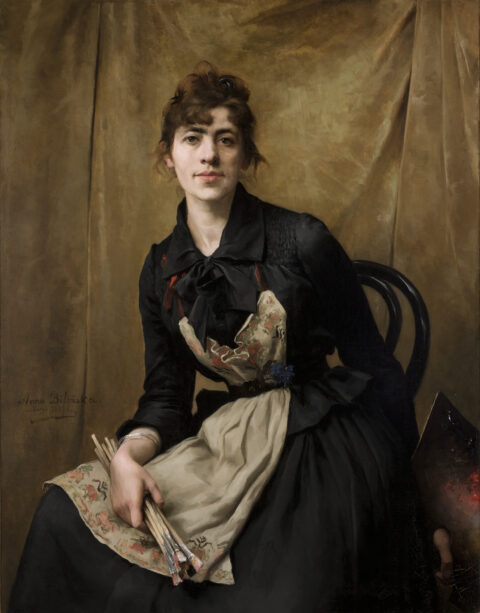 Anna Bilińska-Bohdanowiczowa &bdquo;Autoportret z paletą&rdquo;, 1887 r., olej na pł&oacute;tnie, 117 cm x 90 cm, Muzeum Narodowe w Krakowie