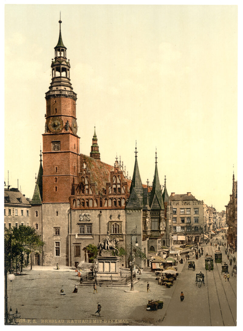 master-pnp-ppmsca-01000-01057u Rathaus mit Denkmal (Ratusz). Breslau, przed 1945 r.