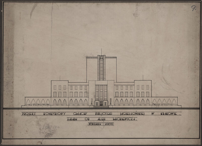 Projekt konkursowy gmachu Biblioteki Jagiellońskiej w Krakowie, III nagroda, 1928 r.