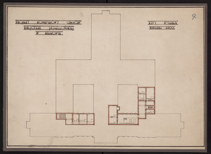 Projekt konkursowy gmachu Biblioteki Jagiellońskiej w Krakowie, III nagroda, 1928 r.