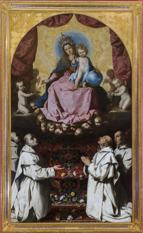 Francisco de Zurbar&aacute;n, &bdquo;Madonna R&oacute;żańcowa adorowana przez kartuz&oacute;w&rdquo;, 1638&ndash;1639 r., olej na pł&oacute;tnie, 325x196 cm, Muzeum Narodowe w Poznaniu