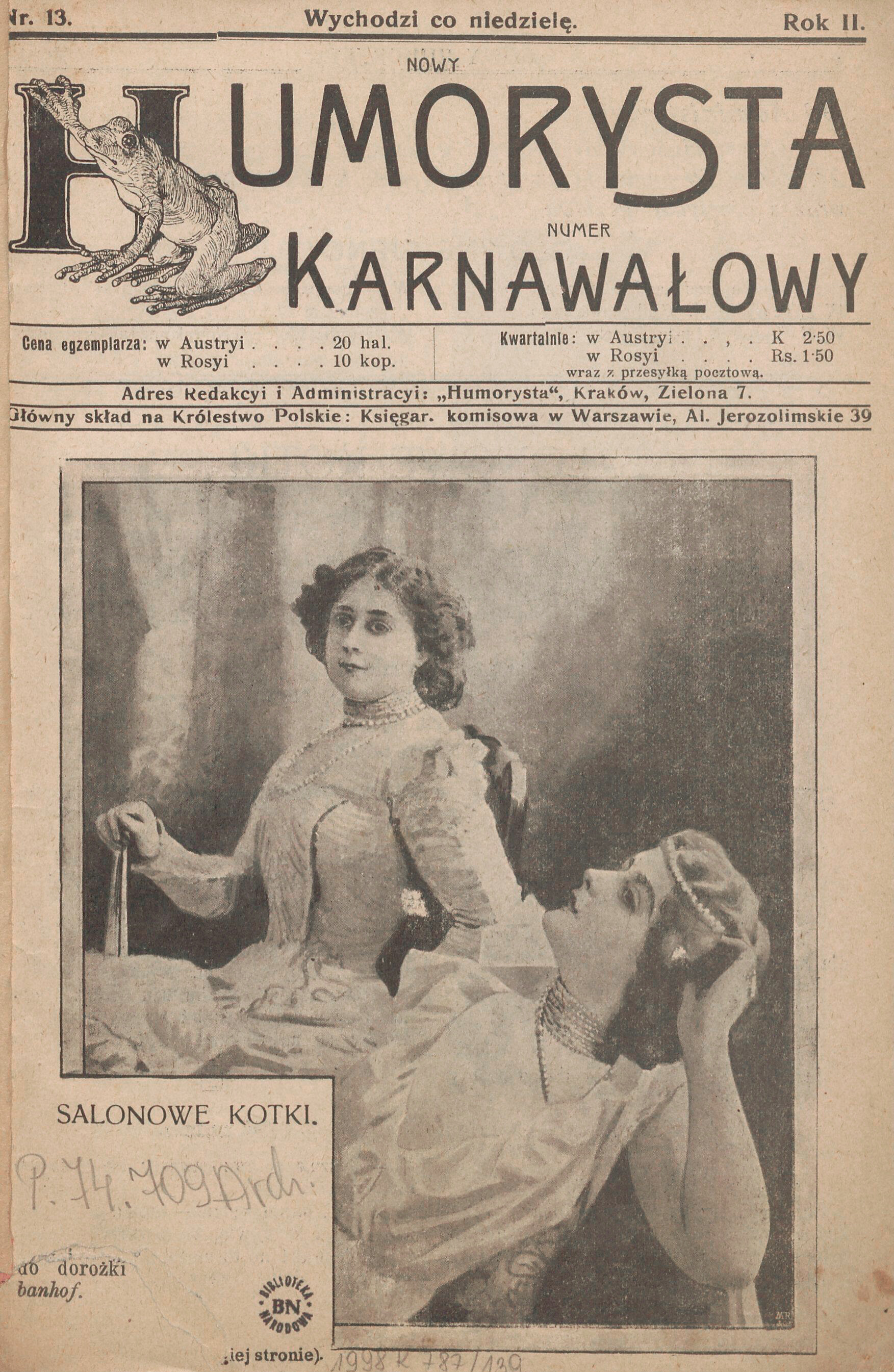 Wydanie karnawałowe czasopisma &bdquo;Nowy Humorysta&rdquo;, 1012 r.