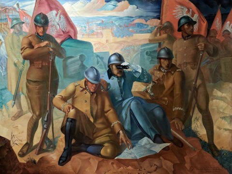 Ludomir Ślendziński, „Piłsudski pod Wilnem”, olej na płótnie, ok. 2x2,5 m, 1927 r.