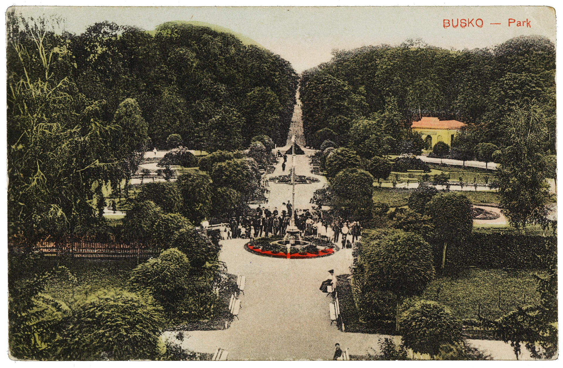 Busko-Zdr&oacute;j, park na poczt&oacute;wce z ok. 1918 r.