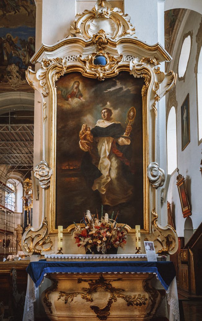 Sanktuarium Matki Bożej Rokitniańskiej, ołtarz boczny z obrazem św. Jacka Odworąża. Rokitno 2024 r.