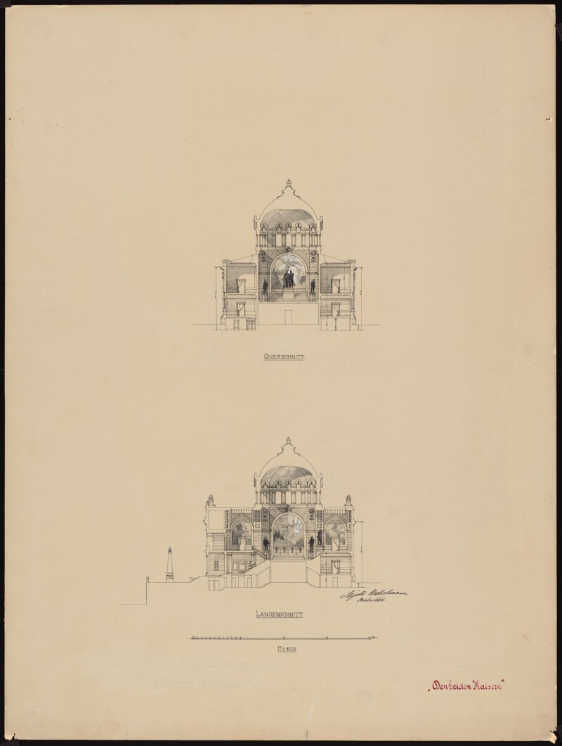 Skjold Neckelmann, &bdquo;Ruhmeshalle und Kaiser-Friedrich-Museum (Oberlausitzer Gedenkhal&rdquo; /&bdquo;Galeria Sław i Muzeum Cesarza Friedricha (G&oacute;rnołużycka Izba Pamięci)&rdquo;/, G&ouml;rlitz. Tusz, akwarela, na tekturze