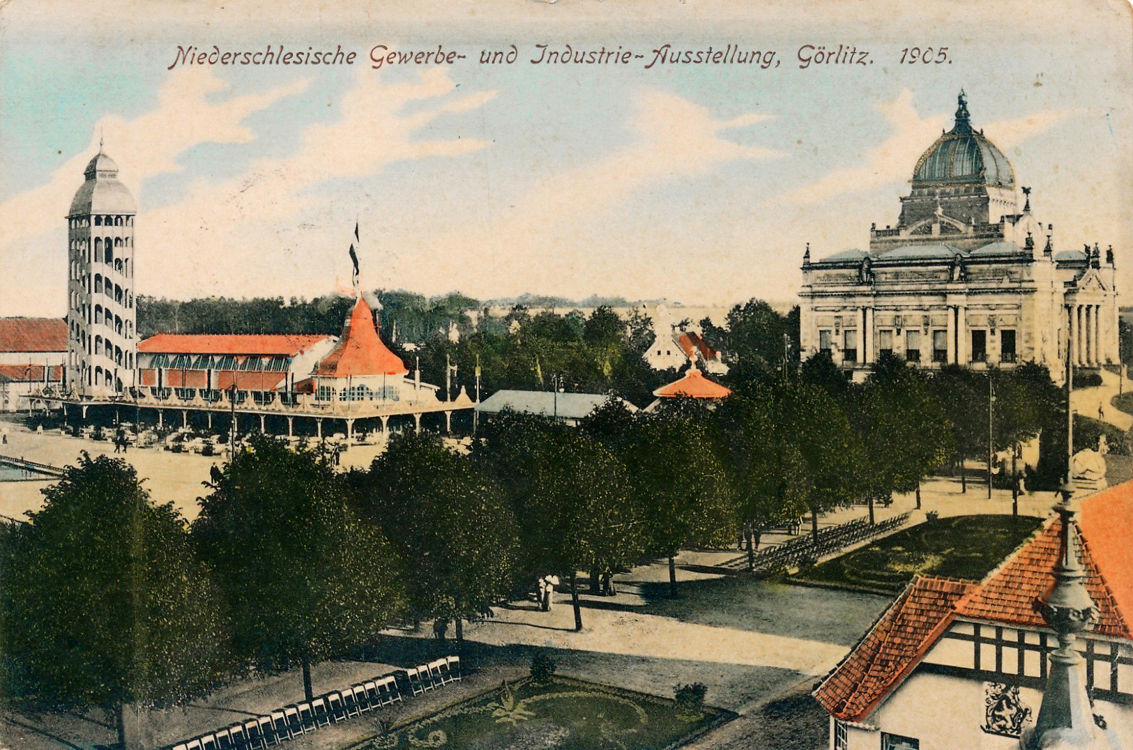&bdquo;Dolnoslaska Wystawa Rzemiosla i Przemyslu, G&ouml;rlitz, 1905 r.&rdquo; - dzisiejszy Miejski Dom Kultury w Zgorzelcu na okolicznościowej poczt&oacute;wce