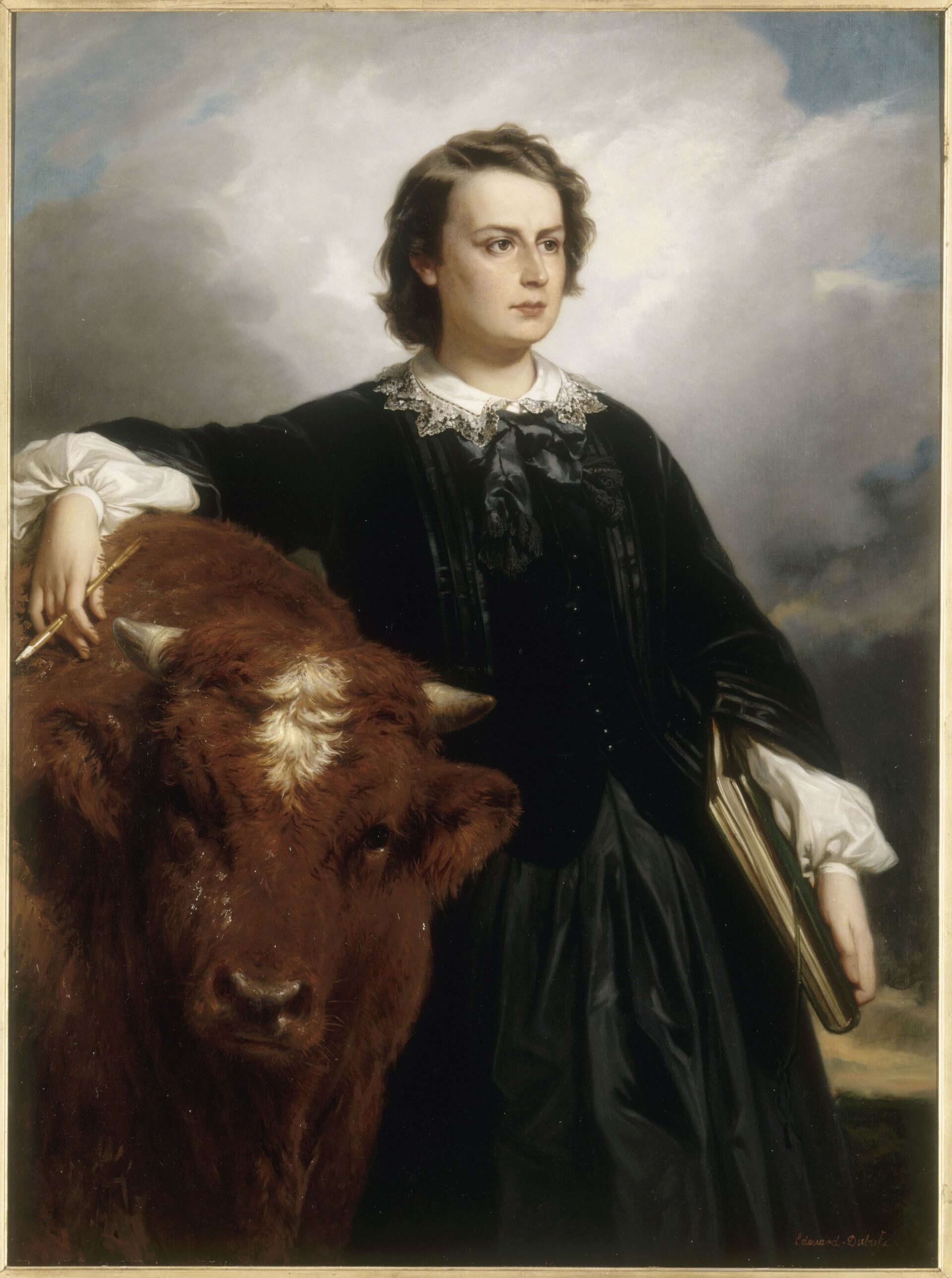 Edouard Louis Dubufe, &bdquo;Rosa Bonheur, portret z bykiem&rdquo;, 1857 r.
