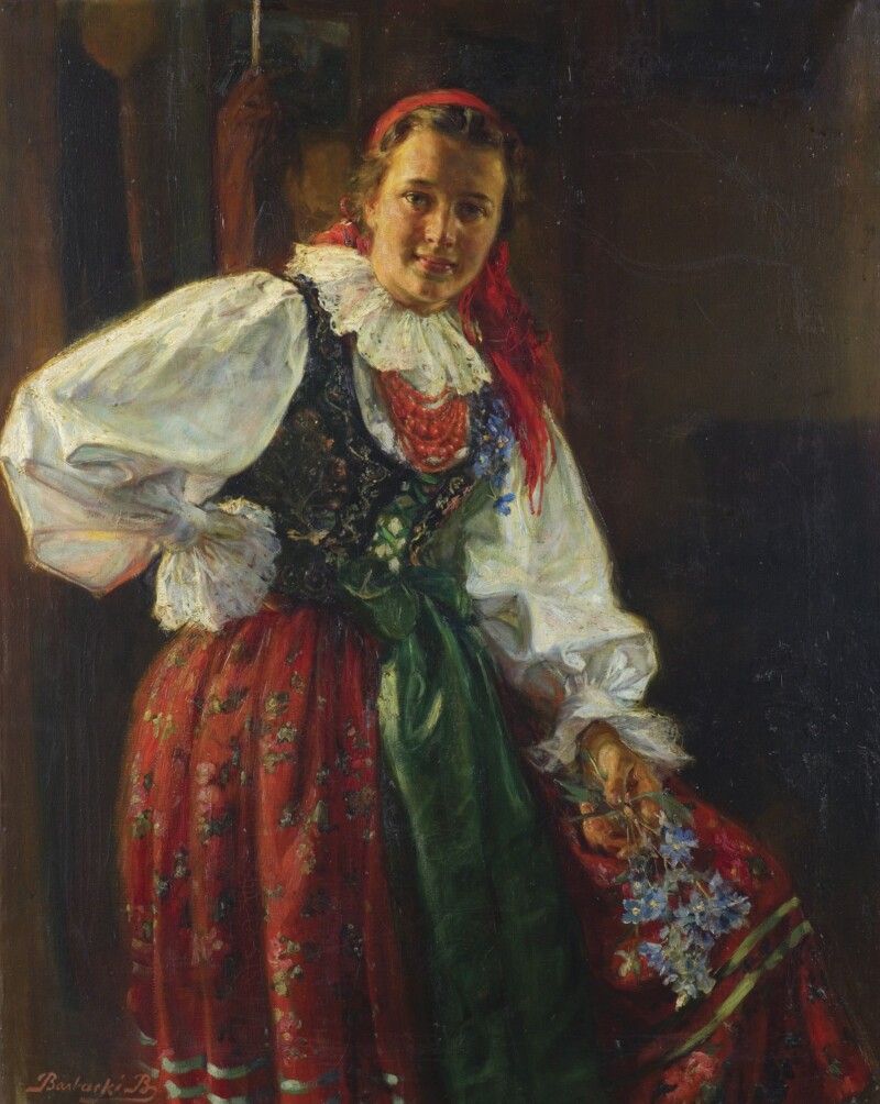 Bolesław Barbacki, „Dziewczyna z Sacza” – portret Heleny Barbackiej-Ślepakowej, bratanicy artysty, 1937 r. Bolesław Barbacki, „Dziewczyna z Sacza” – portret Heleny Barbackiej-Ślepakowej, bratanicy artysty, 1937 r.