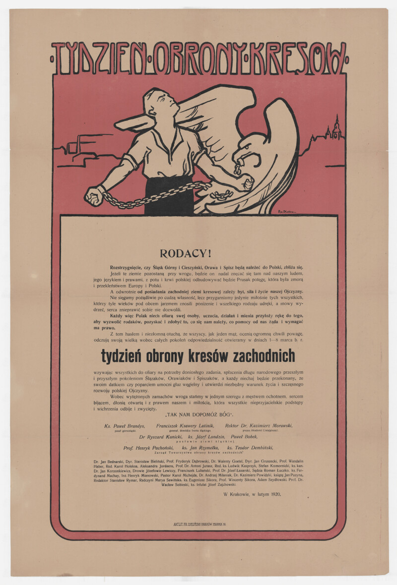 &bdquo;Tydzień obrony kres&oacute;w zachodnich&rdquo;, druk ulotny, 1920 r.