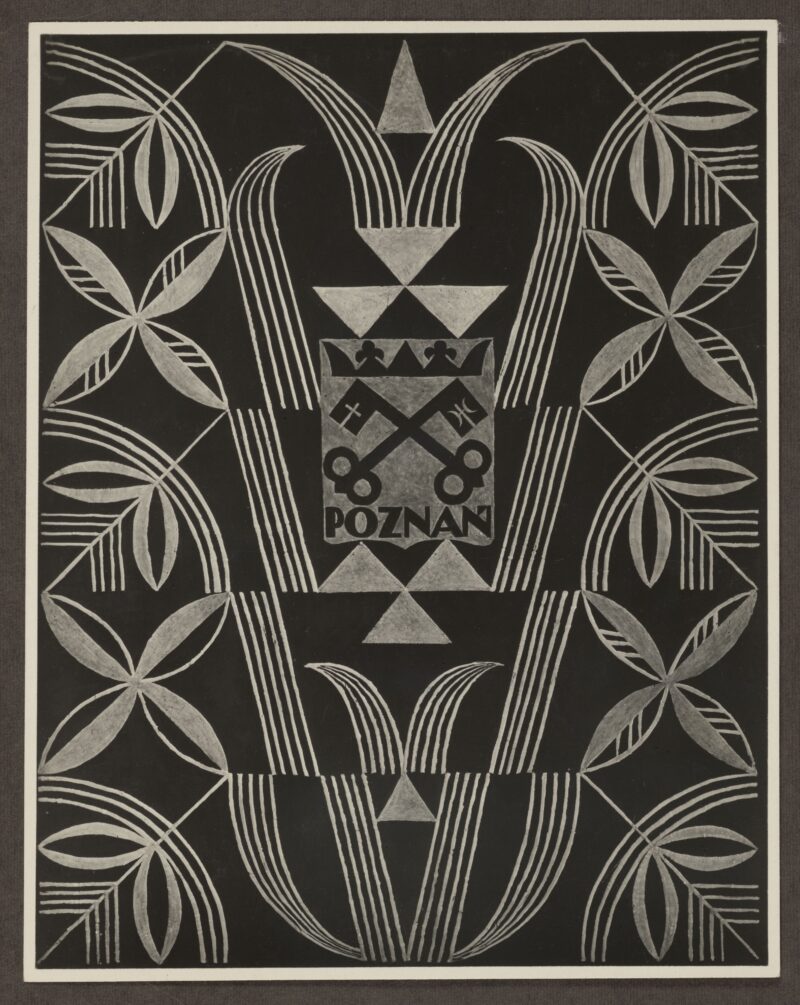 ewfwefwfwe Wojciech Jastrzębowski, sgraffito z cyklu "Herby miast polskich", w podcieniach atrium Pawilonu Polskiego. Międzynarodowa Wystawa Sztuki Dekoracyjnej i Przemysłu Współczesnego w Paryżu, 1925 r.