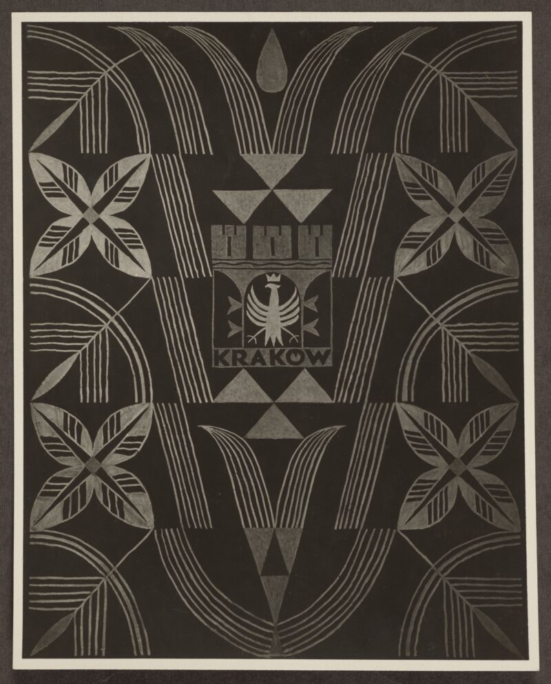 rvervveerreghyth Wojciech Jastrzębowski, sgraffito z cyklu "Herby miast polskich", w podcieniach atrium Pawilonu Polskiego. Międzynarodowa Wystawa Sztuki Dekoracyjnej i Przemysłu Współczesnego w Paryżu, 1925 r.