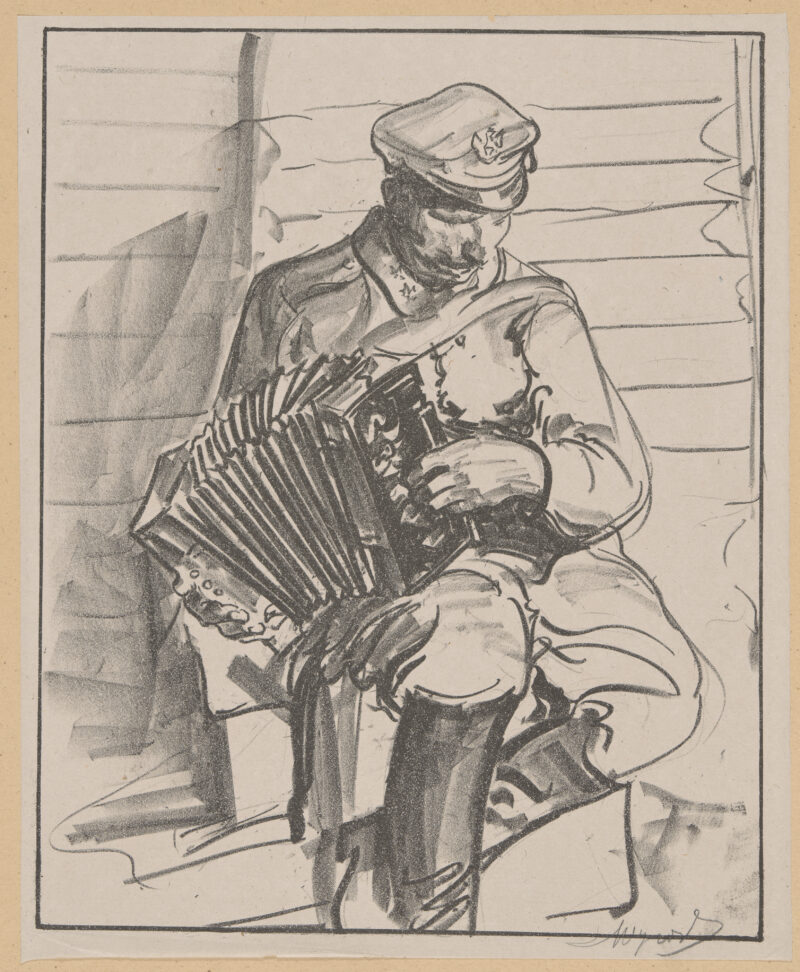 Bli?ej Kultury „Legionista grający na harmonii”, z teki: Leon Wyczółkowski, „Wspomnienia z Legionowa 1916 r.”