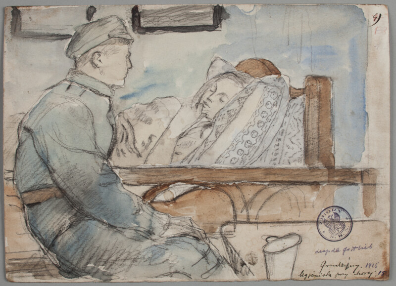 _Legionista przy chorej. Grudzyny 1915_ Leopold Gottlieb, „Legionista przy chorej. Grudzyny”, 1915 r.