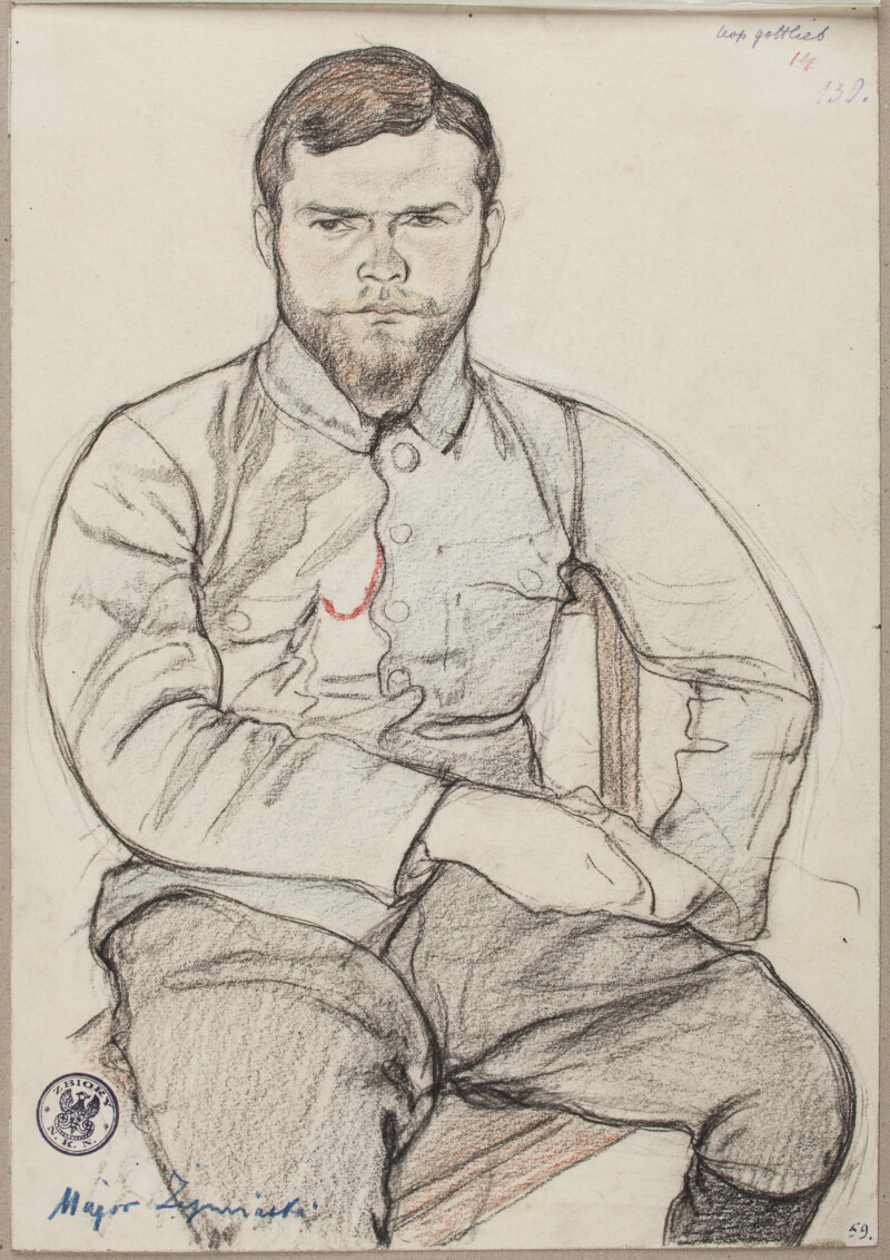 Portret Michała Żymierskiego, majora piechoty Legionów Polskich Leopold Gottlieb, „Portret Michała Żymierskiego, majora piechoty Legionów Polskich”, 1915 r.