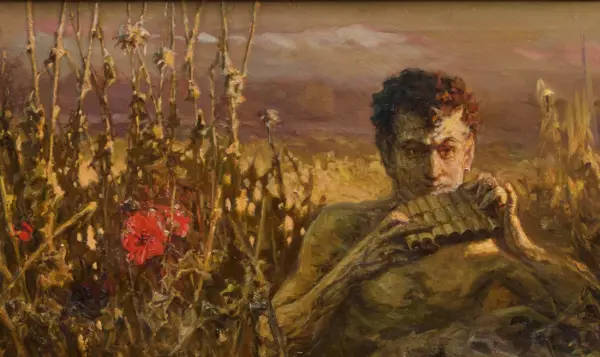 Wilhelm Kotarbiński, Satyr (Faun), ok. 1900 (?), olej, pł&oacute;tno, Narodowa Galeria Sztuki w Kijowie