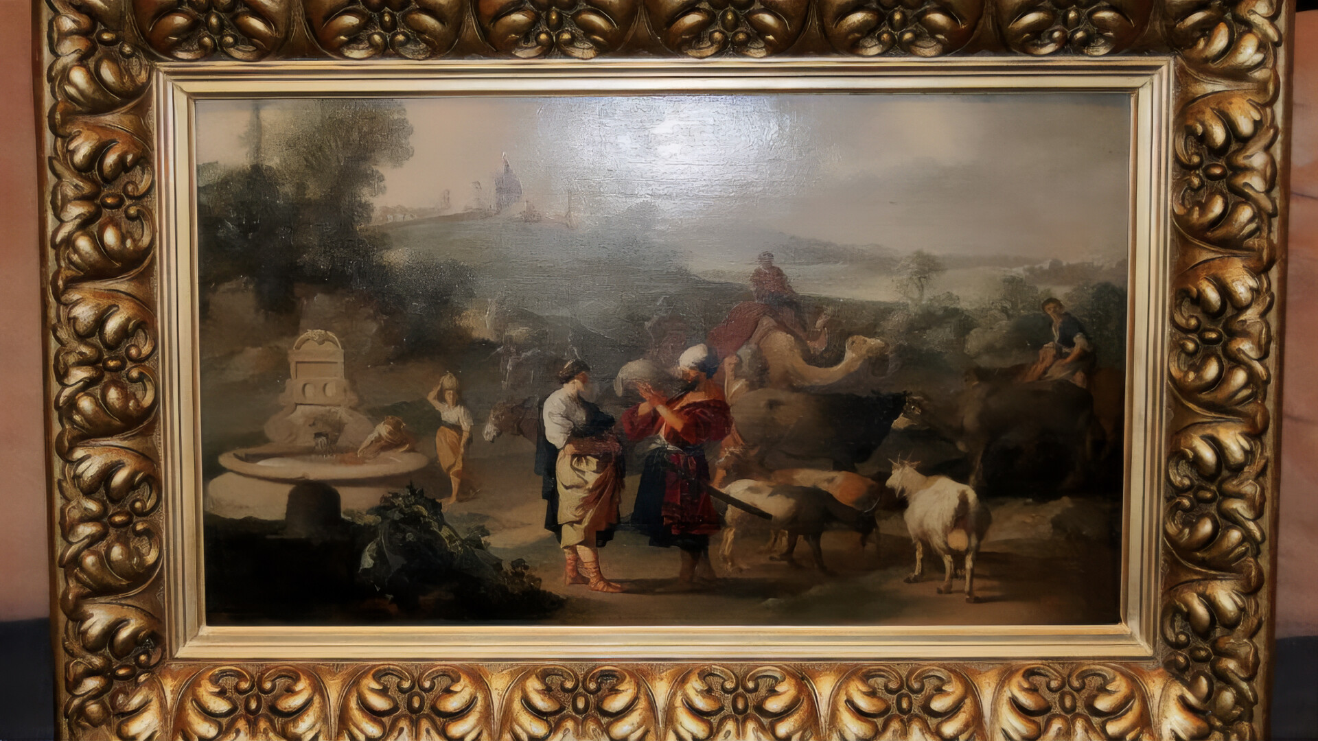 Obraz autorstwa Jana Linsena &bdquo;Rebeka i Eliasz&rdquo;, z pierwszej poł. XVII w. Skradziony 20 lat temu z Muzeum Westfries w holenderskim Hoorn, odnaleziony w Polsce